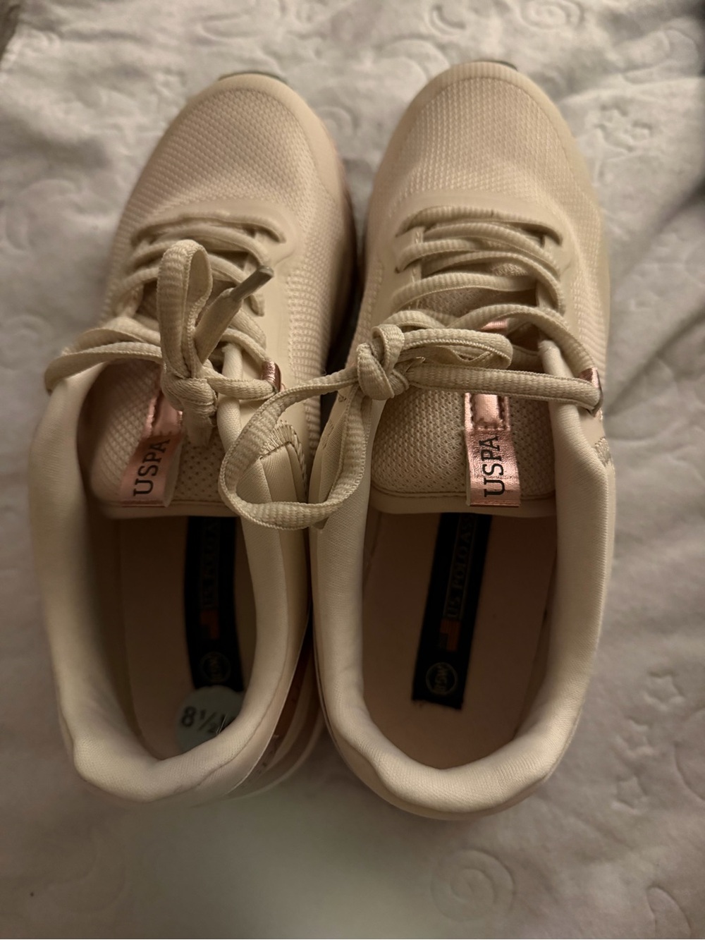 U.S. Polo Assn. Cream Sneakers with Rose Gold Detail